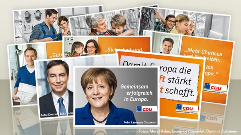Großflächenplakate zur Europawahl (Fotos: Murat Aslan, Laurence Chaperon, Dominik Butzmann)