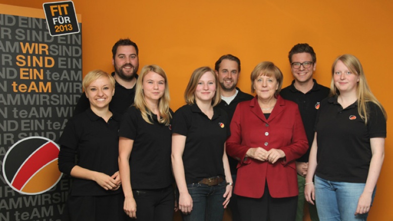 Das Kern-teAM Deutschland mit Bundeskanzlerin Angela Merkel