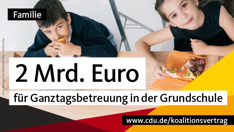Familie: 2 Mrd. Euro für Ganztagsbetreuung in der Grundschule