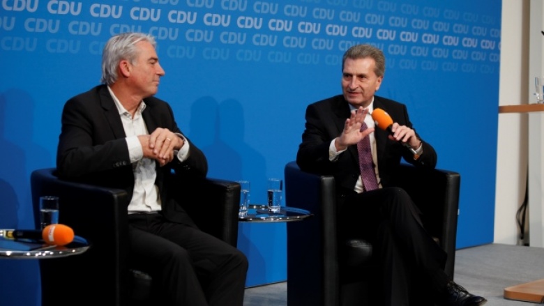 Günther Oettinger und Thomas Strobl beim Talk im Adenauer-Haus Günther Oettinger und Thomas Strobl beim Talk im Adenauer-Haus