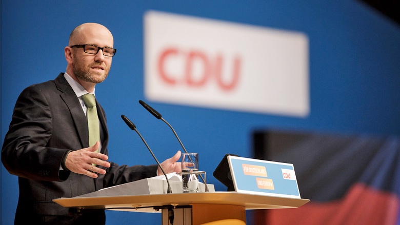 Peter Tauber bei seinem Bericht auf dem 28. Parteitag der CDU Deutschlands in Karlsruhe