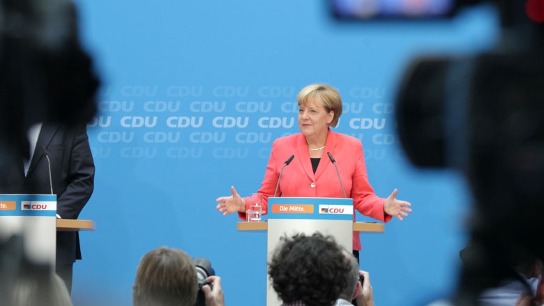 Angela Merkel bei der Pressekonferenz im Konrad-Adenauer-Haus