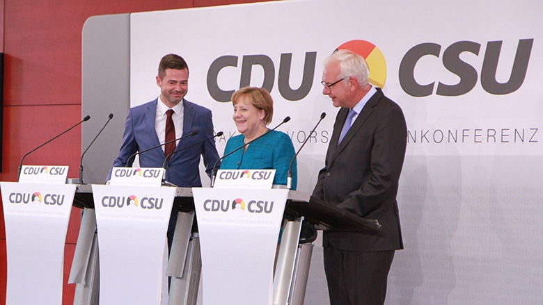 Mike Mohring, Angela Merkel und Thomas Kreuzer (CSU) 