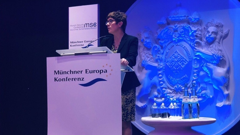 CDU-Vorsitzende Annegret Kramp-Karrenbauer während ihrer Rede im Vorfeld der Münchner Sicherheitskonferenz