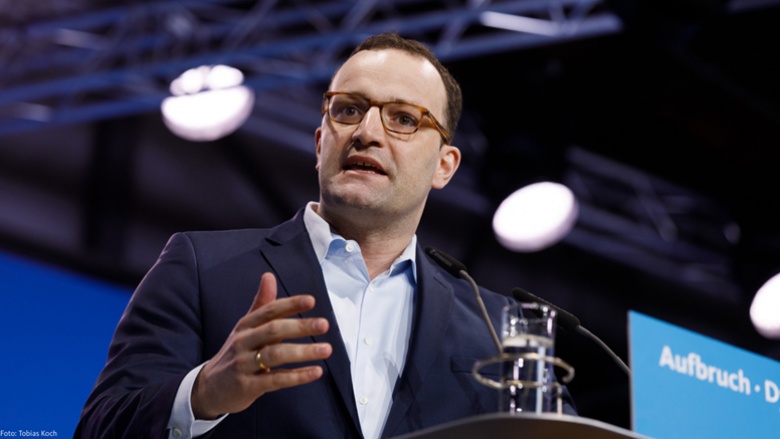 Gesundheitsminister Jens Spahn. Stockfoto. Auf dem Bild sieht man Gesundheitsminister Jens Spahn während einer Rede bei einer früheren Veranstaltung.
