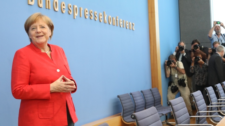Die CDU-Vorsitzende und Bundeskanzlerin Dr. Angela Merkel vor der Bundespressekonferenz in Berlin Die CDU-Vorsitzende und Bundeskanzlerin Dr. Angela Merkel vor der Bundespressekonferenz in Berlin