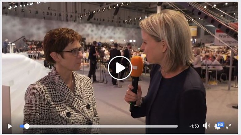 Annegret Kramp-Karrenbauer in ihrem ersten Interview als CDU-Vorsitzende mit CDU.TV und Moderatorin Claudia von Brauchitsch 